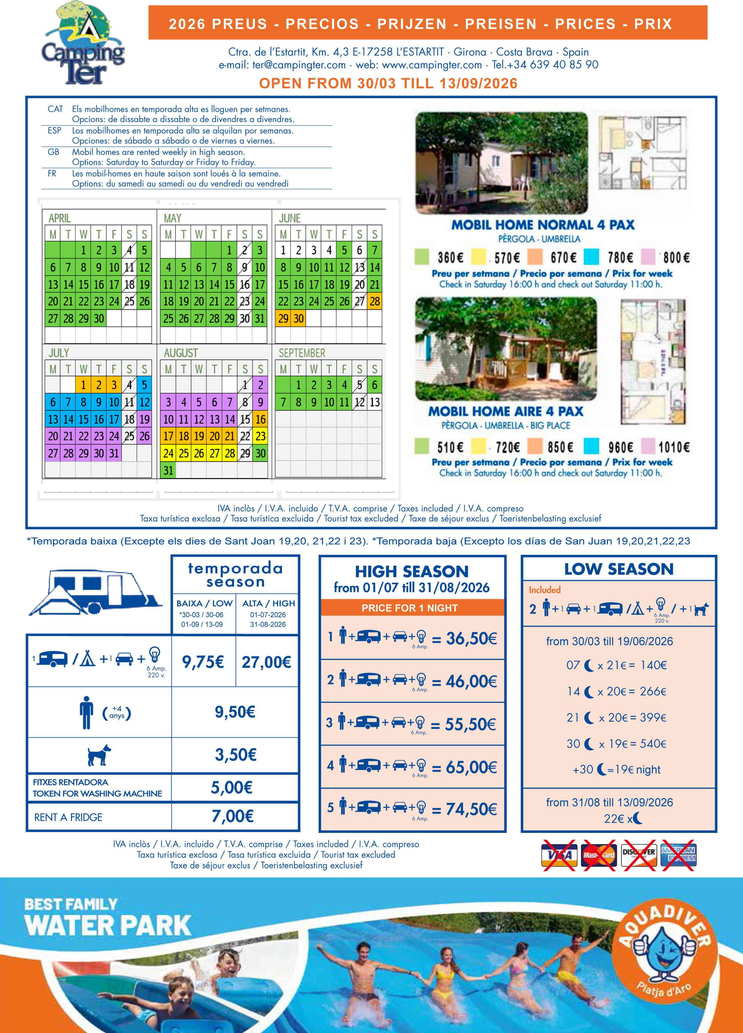 Preus de parcel.la de camping a l´Estartit.